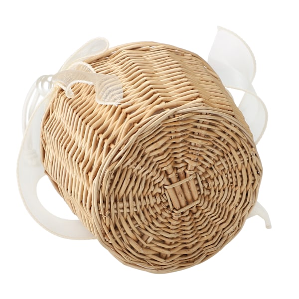 Bryllupsseremoni Ringpute Blomsterkurv Bærbar Burlap Sløyfe Vintage Bryllupskurv