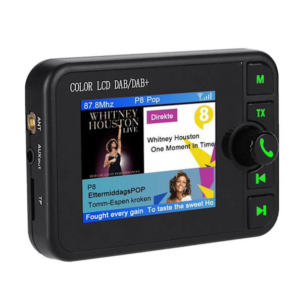 2,4 tuuman värinen LCD-auton DAB-radio 170-240 MHz DAB/87,5-108 MHz FM-auton digitaalinen DAB-radio