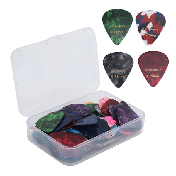 100 st gitarrplektrum Universal Musical Instrument Parts Tillbehör Färgglada 0,71 mm