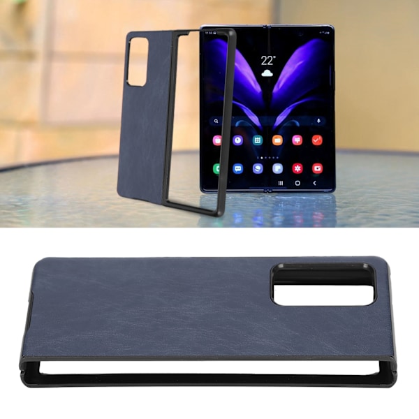 Læder Cover til Samsung Galaxy Z Fold 2 Stødsikkert Telefonbeskyttende Cover ShellBlue