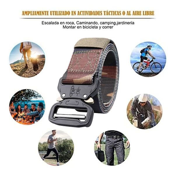 Utendørs treningsbelte i nylon med pustende midjebelte med metallspenne for camping, jakt og fotturer 3,8 cm bredde