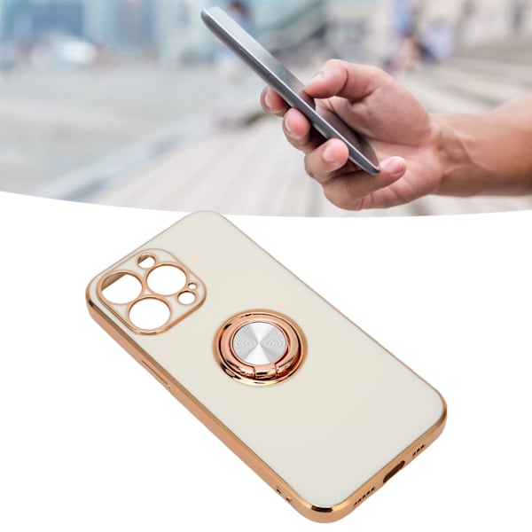 Mobiilipuhelimen kuori ruusukulta sähköpinnoitettu rengaskotelo naisille ultraohut pehmeä TPU-puhelimen kansi IPhone 13 Prolle valkoinen