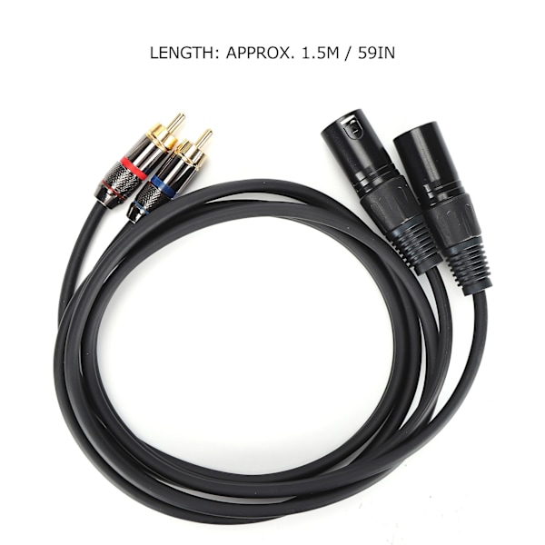 JORINDO Mikrofonkabel Dubbel XLR Hane till Dubbel RCA Kabeladapter för HiFi Stereo Ljudsystem Hemmabiosystem 1,5m JD6052-1