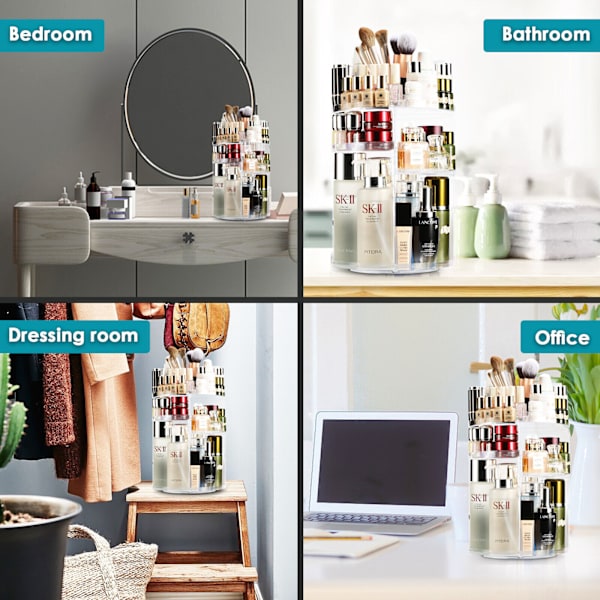 Auxmir® Stor Makeup Organizer 360° Roterende Skønhed Kosmetik Opbevaring på Stativ