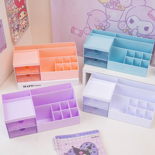 Kosmetisk/Makeup Vanity Organizer Box, Mini Skrivebordsopbevaring til Kontorartikler, Badeværelsesdisk eller Kommode, 24*12*9cm
