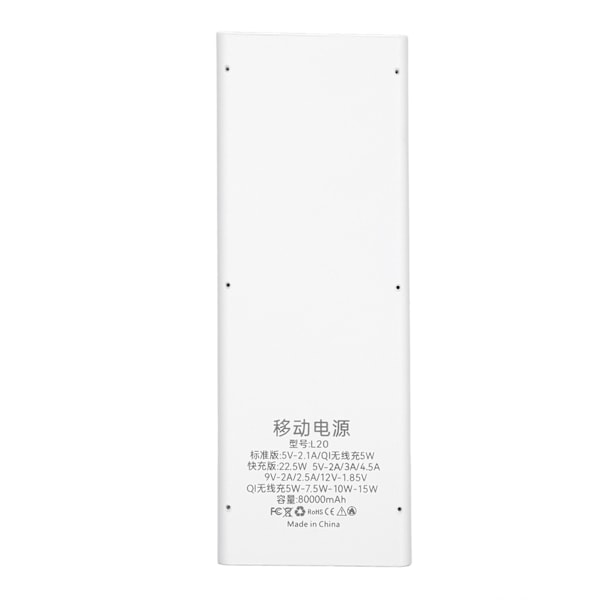 L20 18650 Batteriholder 10W DIY Mobil Powerbank Etui Bærbar Batterilader med LCD-skjerm for 20 Batterier Hvit