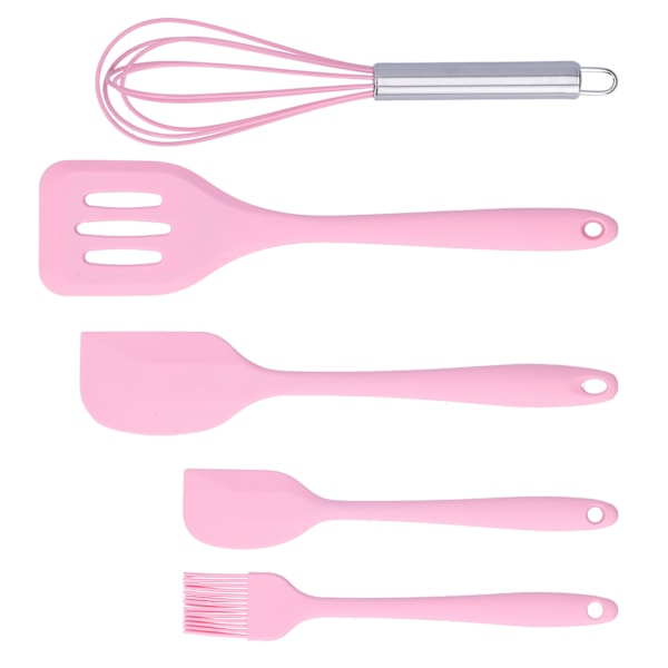 Silikon Spatel Set Bakskrapa Värmebeständig Äggvisp Köksredskap (Rosa)