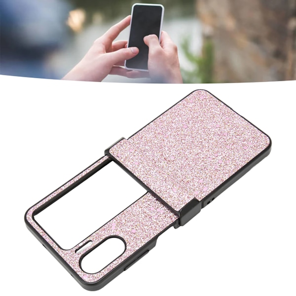 Flip-skärms telefonfodral slitstarkt perfekt passform glitterdesign lätt att rengöra fodral för Oppo Find N2 Flip rosa