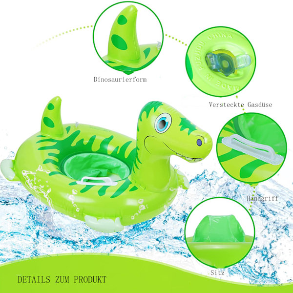 Infant Swimmers, Uppblåsbar Badring med Slitstark Vinyl & Söt Dinosauriedesign, Resevänliga Poolleksaker för Sommarstrandleksaker & Babysimning