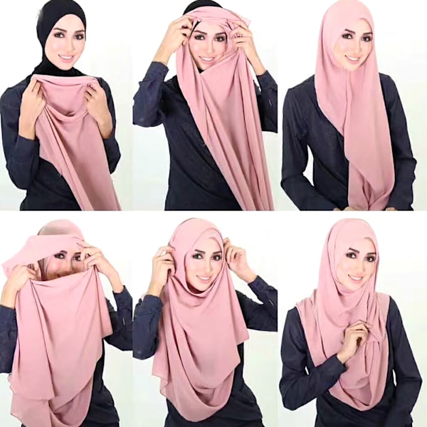 Muslimilainen kansallinen päähine Monochrome huivi naisille (14# Pink)