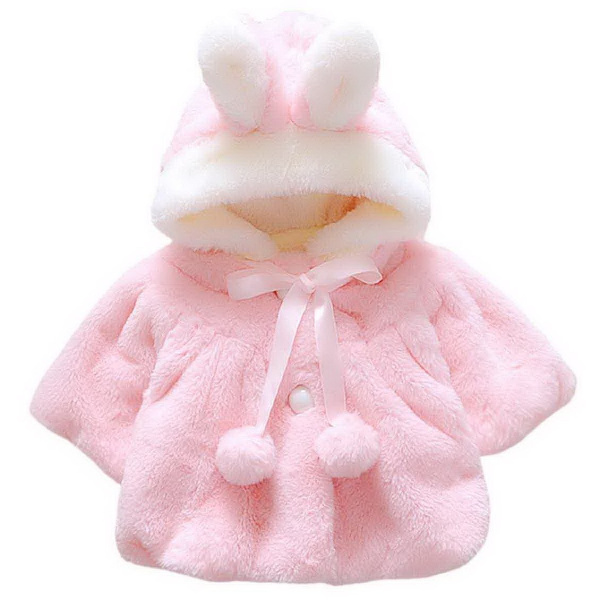 Baby Girls Fur Fleece Pageant Coat Winter Warm Jacket Hoodie O