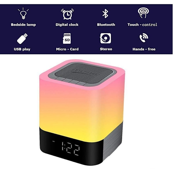 Multifunktionell Touch Sensor Sänglampa, Väckarklocka Med Superlång Speltid