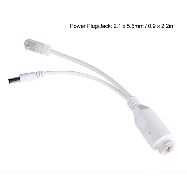 24V Waterproof  IP Camera Power Over Ethernet Adapter POE Cable Splitter InjectorWhite