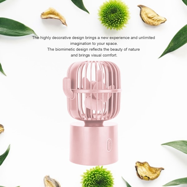 Mini Fläkt Kaktus Rörligt Huvud USB Laddning Portabel Skrivbords Mini Fläkt för Kontor Hem Rosa