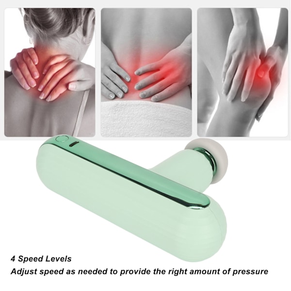 Muskelmassager Lav Støj 4 Hastigheder Genopladelig Bærbar Dybdevæv Afslappende Håndholdt Massager til Ryg Nakke Krop Grøn