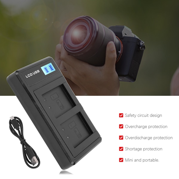 Bærbar kamera batterioplader til NPBX1 USB kamera dobbelt oplader med LCD-skærm