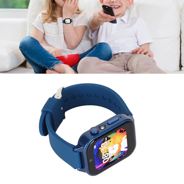 Smartklokke for barn med to kameraer, flere funksjoner, HD-smartklokketelefon for gutter og jenter fra 4 til 12 år, blå