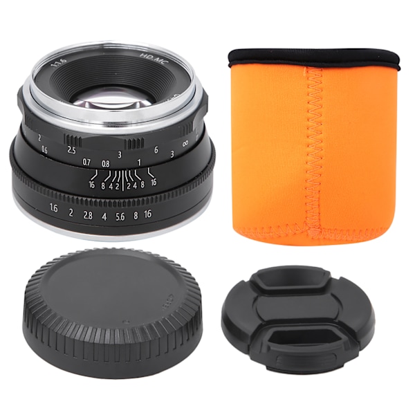 35mm F1.6 Multilayer Film Coating Spegellös Kamera FX Mount Objektiv Passar Fujifilm XT3 XT100 XT20 med Förvaringsväska Svart