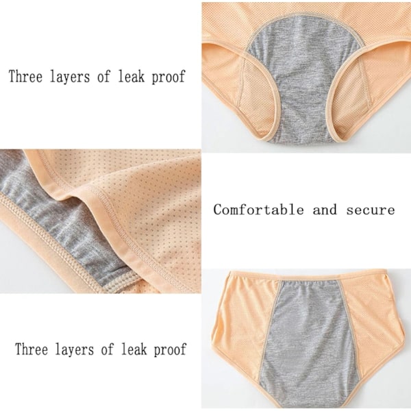 Täta Trosor för Kvinnor, Plus Size Mesh Sömlösa Tätsäkra Skyddstrosor 6-pack