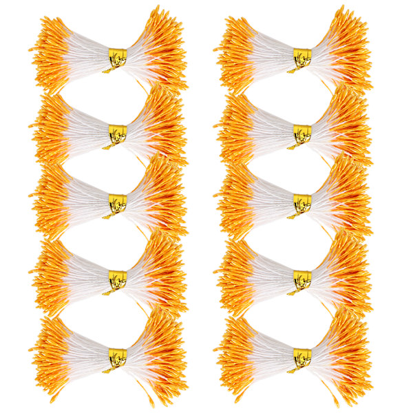 900 stk kunstig pollen gips oransje farge dobbel ende simulering bukett lage tilbehør (1 mm (14 #))