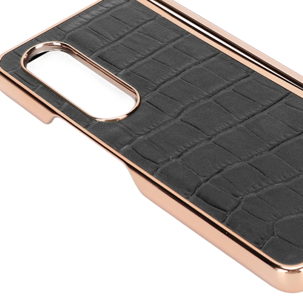 Telefon Etui Beskyttende Cover til Samsung Galaxy Z Fold 4 Nano Plating Krokodille Mønster Ægte Læder Ridsefast Sort