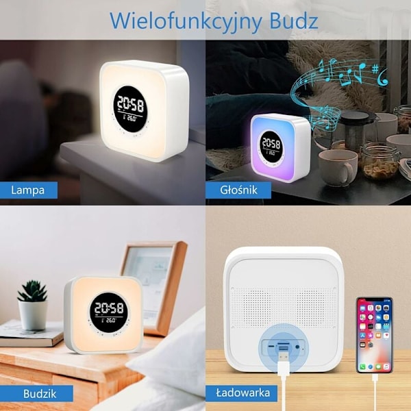 Multifunktionell Bluetooth-högtalare, färgskiftande lampa med beröringskontroll, bärbar trådlös högtalare, väckarklocka med MP3-spelare för inom- och utomhusbruk
