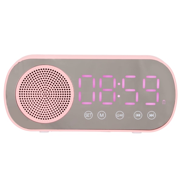 Alarmklokke Bluetooth-høyttaler HIFI LED-speilskjerm Micro USB-lading FM-radio Digital klokke for lesing Reise