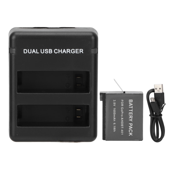 Til AHDBT401 Batteri Dobbelt Oplader Bærbar Sikker 1600mAh Batteri og 2 Slots USB Oplader