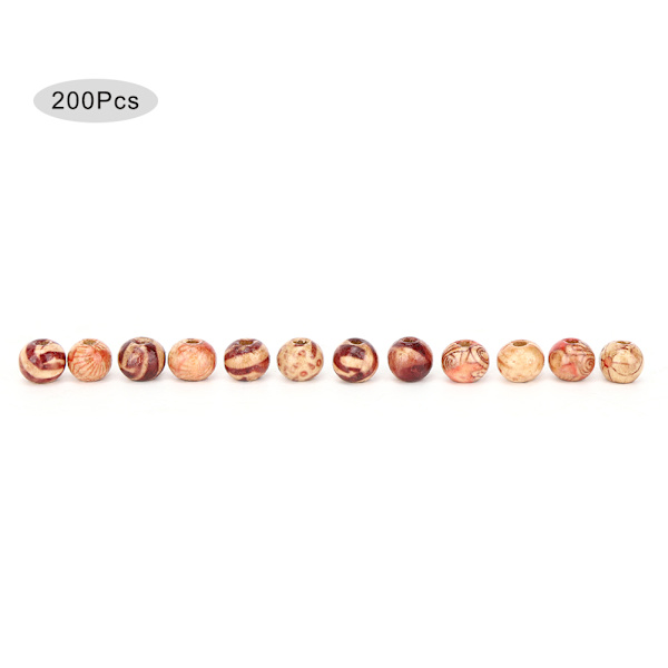 200 st 8 mm runda träpärlor armband kläder dekorativa pärlor DIY material tillbehör