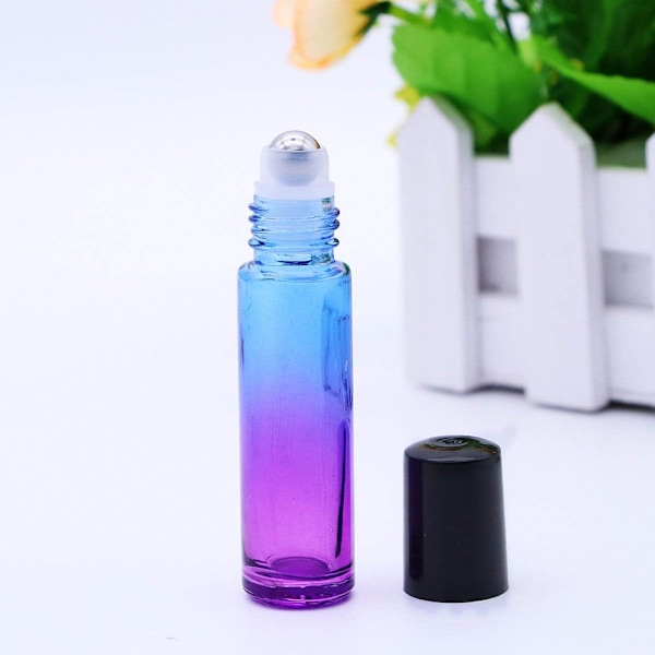 Rostfria Stålrullar, Gradientfärgade Rollerflaskor För Estetiskt Tilltal, Hållbar Glasstruktur, Läcksäker Design För Säker Resa, 10 ml