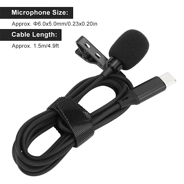 Mini bærbar Type C Omnidirectional Mikrofon Clip på reversmikrofon til LivestreamType C