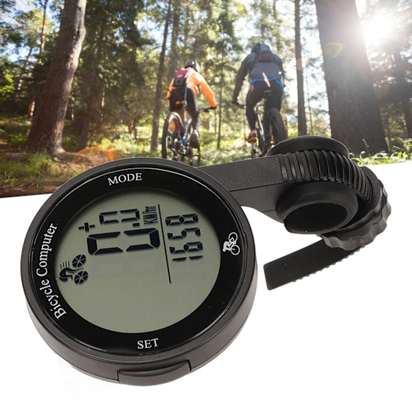 Cykelcomputer Speedometer Termometer Ur Stort Skærm Tydeligt Håndskrift Vandtæt Cykelcomputer med Baggrundslys Hvid Baggrund Sort
