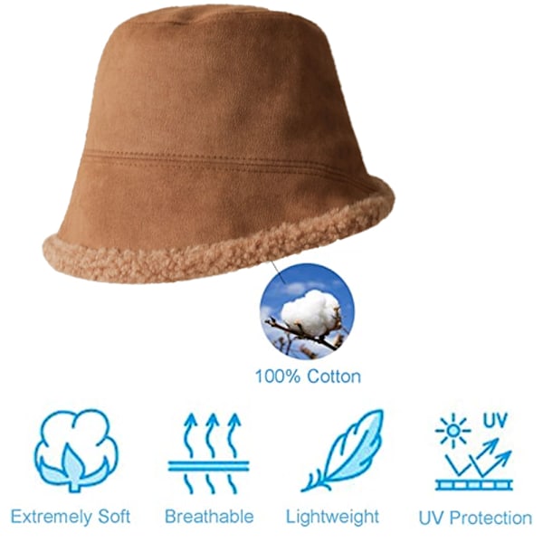 Bredbrättad Bucket Hatt Dam Vinterhattar Varma Fiskehattar för Män brown