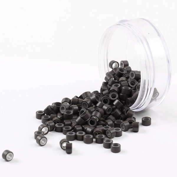 1000st 5.0mm Silikonfodrade Mikroringar, Mikro Nano Pärlor, Silikon Mikroringar Fodrade, Mikro Länkar Hårpärlor, Mikro Länkar Silikonpärlor, Silikon
