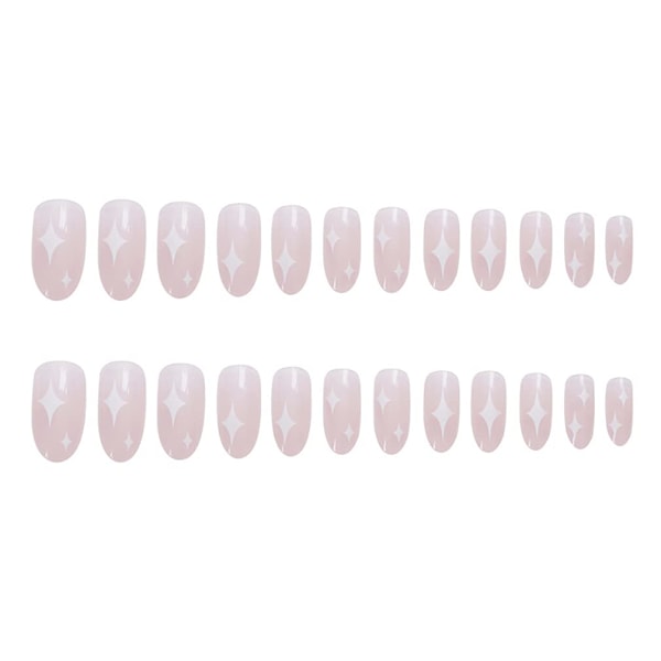 24 stk. blanke falske negler, full dekning, falske negler