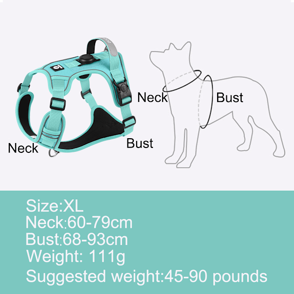 Walk-in Mesh Hundsele, Hundsele utan Spänning, Anti-Rymnings Hundsele med Reflex, Lämplig för Dagliga Promenader och Träning av Extra Stora Hundar xl