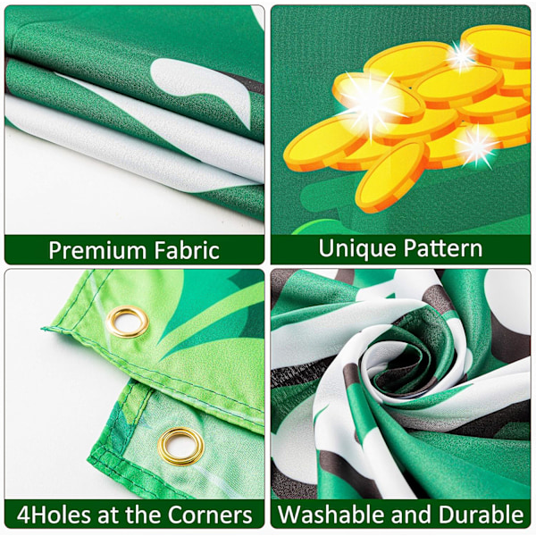 Utsökt bannerdesign för St. Patricks Day-dekorationer, slitstarkt lättviktsmaterial med shamrock irländska lyckoteman, polyestertyg vid 78