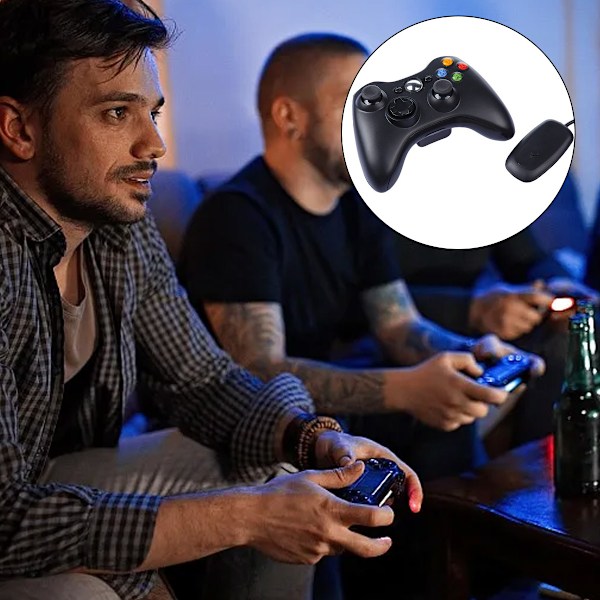 Snygg trådlös handkontroll för Xbox 360, ergonomisk design med asymmetriskt grepp säkerställer bekvämt spelande, integrerad headsetport för sömlös anslutning