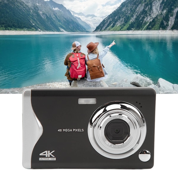 3.0in LCD Digitalkamera 4K 48MP 16X Zoom Anti Shaking Bærbar HD Kamera med Type C Port Fyldlys til Teenagere Børn Begyndere Sort