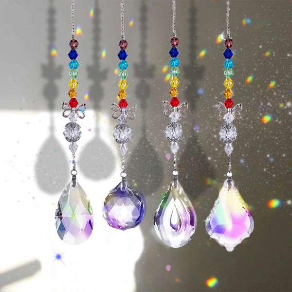 4 st färgglada kristaller glashängen, solfångare hängande