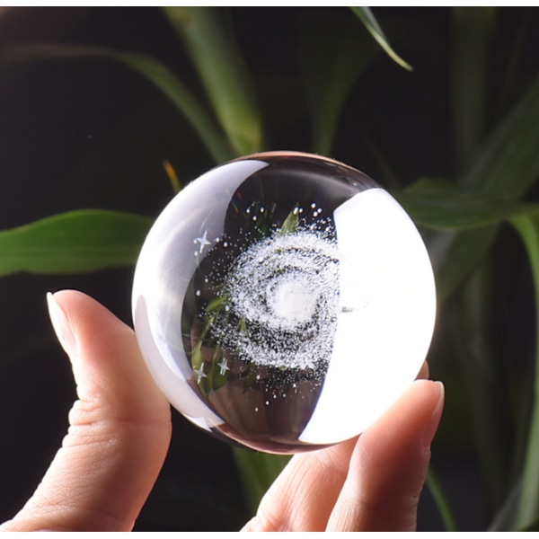 3D Maskros Kristallkula Pappersvikt Lasergraverad Glassfär Display Globe Meditationsboll Heminredning med Kristallstativ
