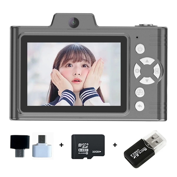 Utsökta tillbehör inkluderade, Mini Digitalkamera med Lång Batteritid, 2.5k UHD Högupplöst Upplösning, 3-Hastighets Timer för Perfekta Bilder