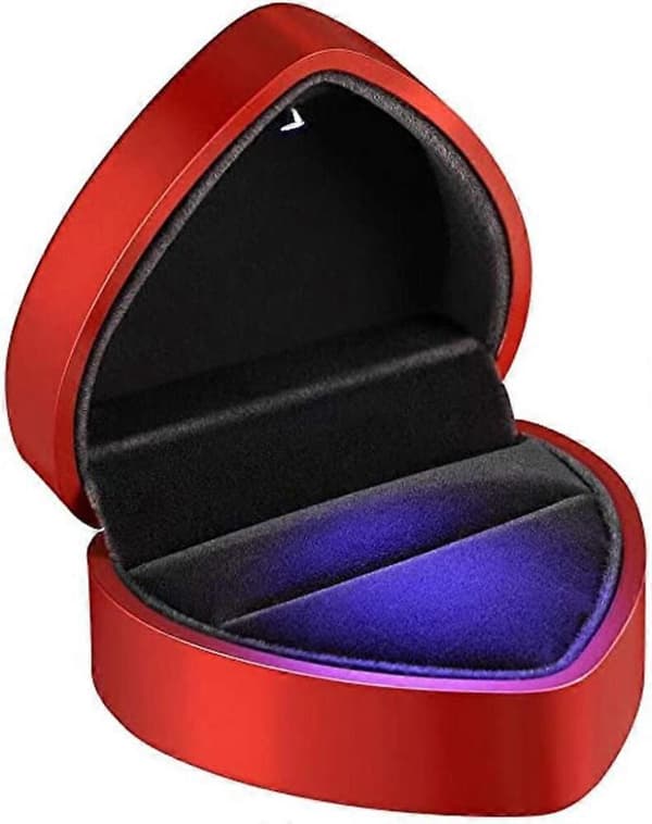 GETIT Luksus Ringboks, Fløyel Smykker Ringboks Oppbevaringsboks Organizer Hjerteform