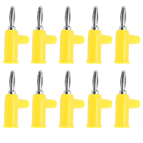 10 stk. Stakbare bananplugs 4mm/0,2 tommer Loddefri messing Standardstørrelse Stakbare bananforbindelse til sikkerhedstilbehør Gul