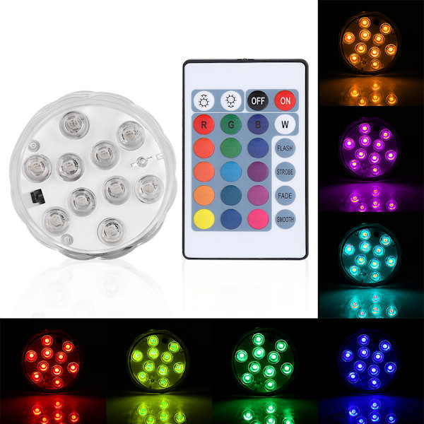 Fjärrkontroll nedsänkbar vattentät LED-lampa färgförändrande akvarium fisk tank dekor