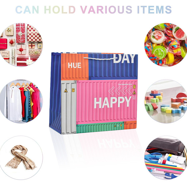 4 stk. Happy container fashion gavepose papirpose Varmt folie papirpose gaveæske gavepose Børns legetøj håndtaske
