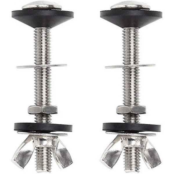 Set Of 2 Bowl Toilet Tank Bolts - Stainless Steel Universal Mounting Kit With Double Seals - Easy To