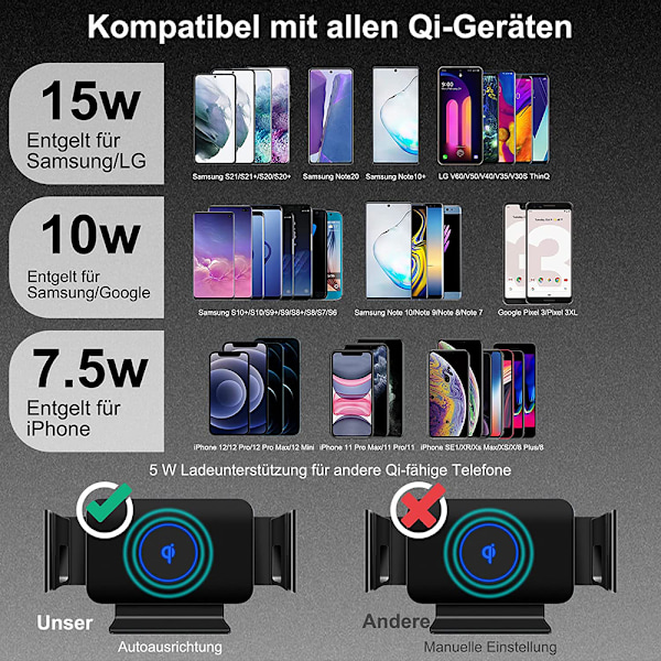 Trådlös Billaddare Fäste För Galaxy Z Fold, Snabbladdning Med Kylfläkt & Intelligent Automatisk Fastklämning, Designad För Oavbruten Navigation