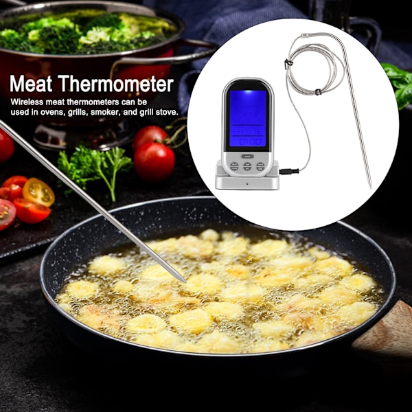Termometer med rostfri sond, BBQ-termometer för grillning, rökning, ugn & rökare - Mångsidig användning för matlagning inomhus och utomhus