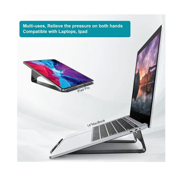 Bærbar computerstand til skrivebord, ergonomisk aluminiums bærbar computer tablet computerstand kompatibel med 10 til 17,3 tommer bærbare computere